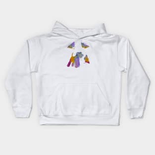 Schnauzer Dog, Colorful, Butterfly Art Kids Hoodie